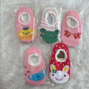 New 5 pairs baby non-slip grip socks for 6 months to 12 months